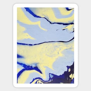 Light blue, blue, yellow acrylic pour Sticker